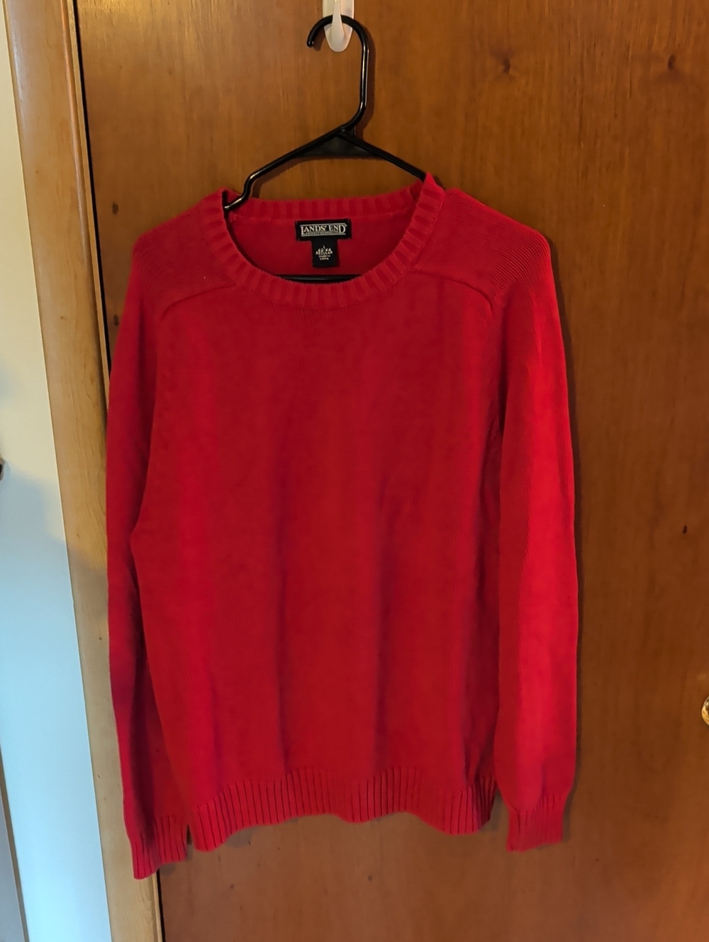 Lands End Men's Red Crewneck Sweater
